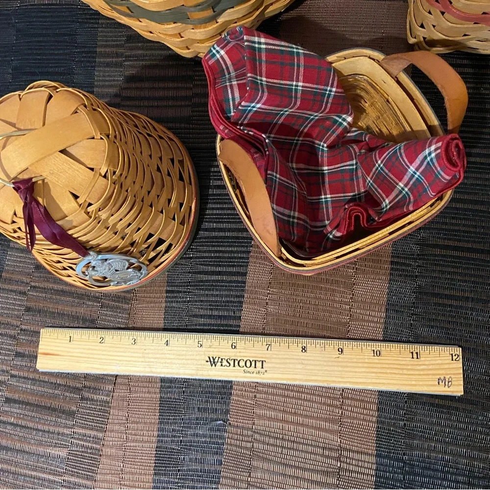 Vintage Longaberger baskets, lot of 5, Christmas collection, reds, 1992-2002